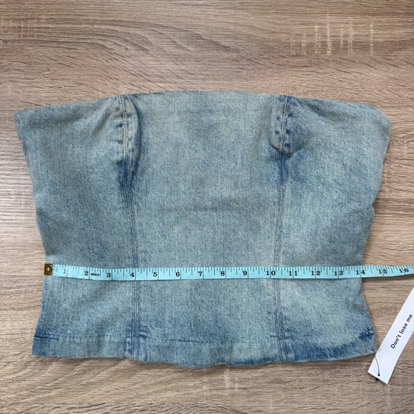NWT Reformation Colleena Strapless Denim Top Jean Tube Sahara Blue 6 - Picture 9 of 16